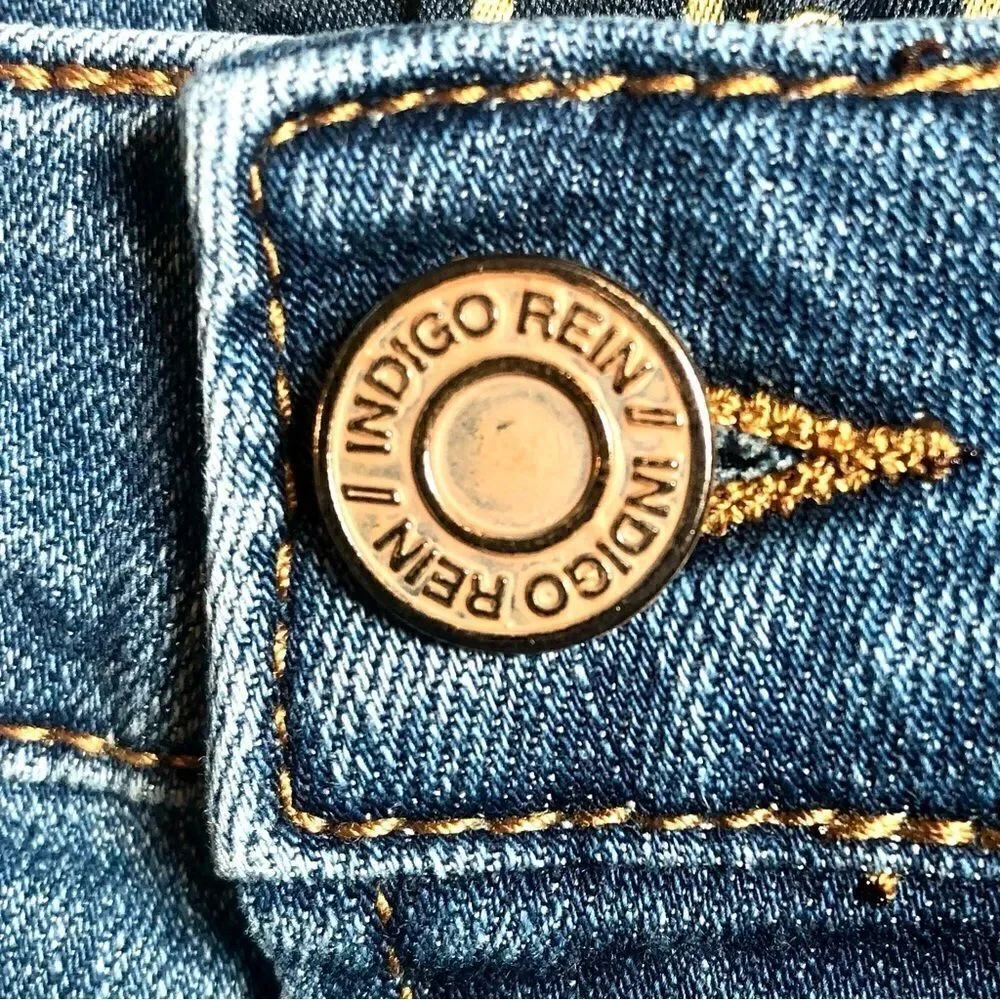 Indigo Rein Blue Button Front Denim Mini Skirt Women’s 7/27 (Juniors)